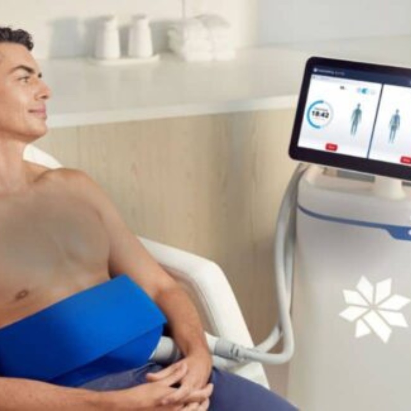 a man getting coolsculpting on his stomach
