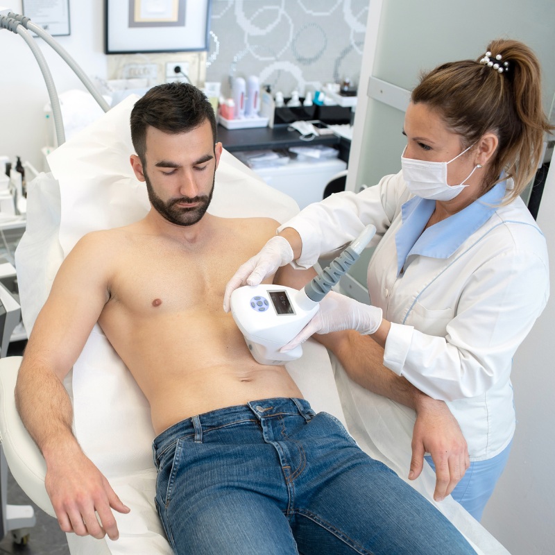 a man getting velashape on the stomach