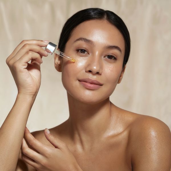 A radiant woman with flawless skin highlights the rejuvenating benefits of Cool Jet with Serums at Admire Aesthetics in Medfor, OR.